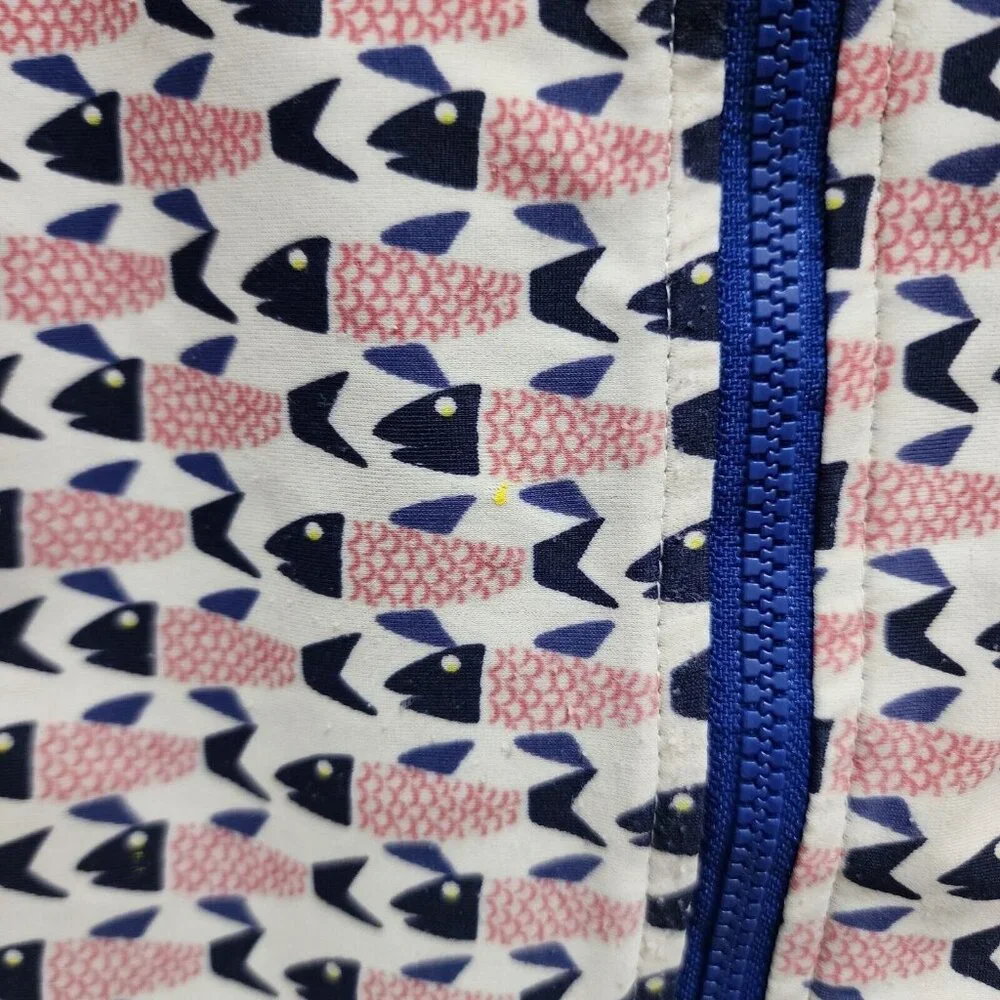 Egg By Susan Lazar Baby One Piece Zip Front LS Rashguard Red White Blue Fish 12M